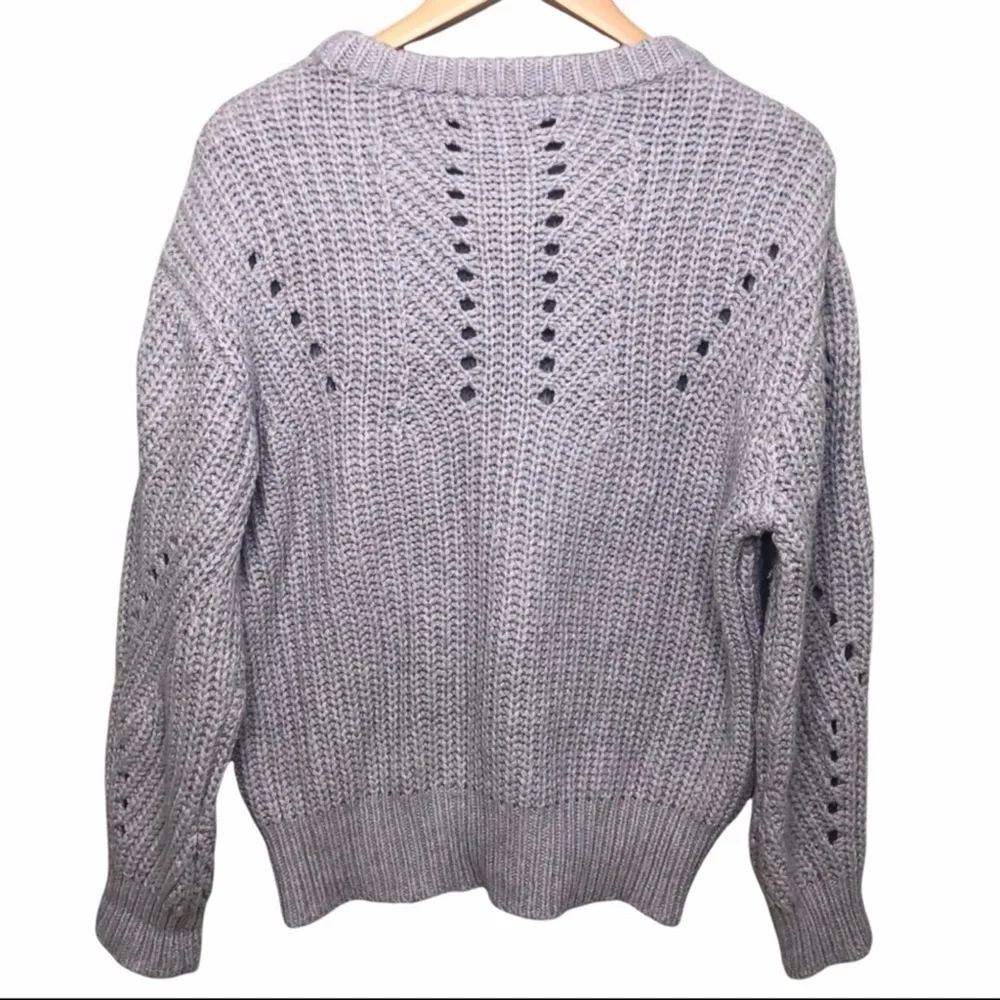 Vince Camuto Pointelle Sweater Open Knit Gray Size Large Pullover Style 5653133